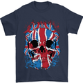 Union Jack Flag Skull Gym MMA Biker Mens T-Shirt Cotton Gildan Navy Blue