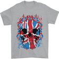 Union Jack Flag Skull Gym MMA Biker Mens T-Shirt Cotton Gildan Sports Grey