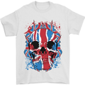 Union Jack Flag Skull Gym MMA Biker Mens T-Shirt Cotton Gildan White