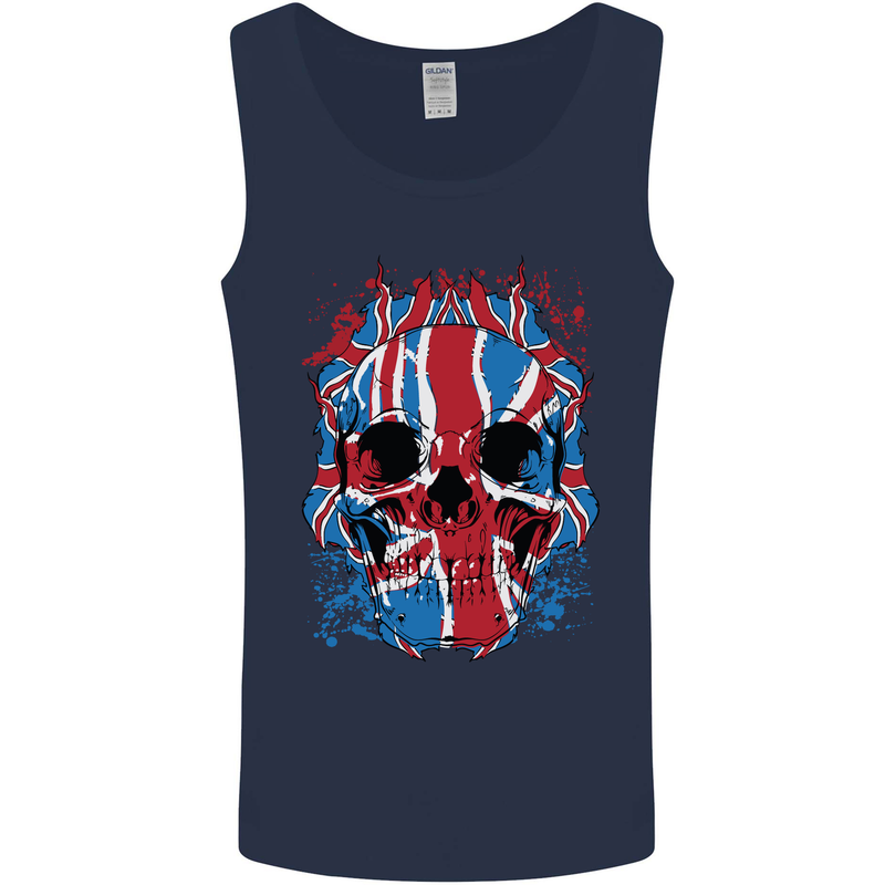 Union Jack Flag Skull Gym MMA Biker Mens Vest Tank Top Navy Blue