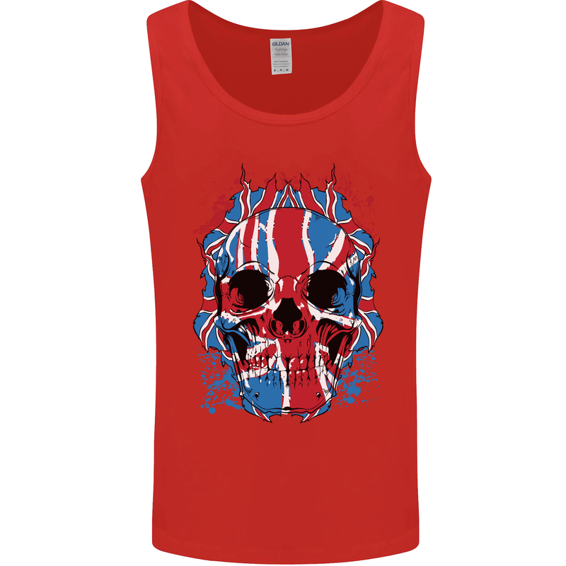 Union Jack Flag Skull Gym MMA Biker Mens Vest Tank Top Red