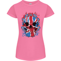 Union Jack Flag Skull Gym MMA Biker Womens Petite Cut T-Shirt Azalea