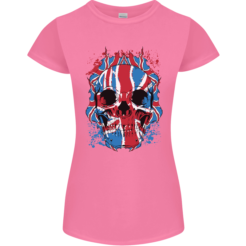 Union Jack Flag Skull Gym MMA Biker Womens Petite Cut T-Shirt Azalea