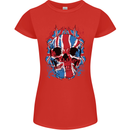 Union Jack Flag Skull Gym MMA Biker Womens Petite Cut T-Shirt Red
