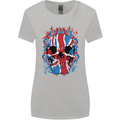 Union Jack Flag Skull Gym MMA Biker Womens Wider Cut T-Shirt Sports Grey