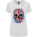 Union Jack Flag Skull Gym MMA Biker Womens Wider Cut T-Shirt White