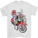 Union Jack MOD Scooter British Flag Bike Mens T-Shirt Cotton Gildan White