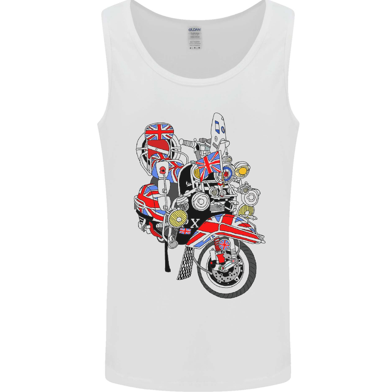 Union Jack MOD Scooter British Flag Bike Mens Vest Tank Top White