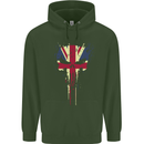 Union Jack Skull Gym St. George's Day Childrens Kids Hoodie Forest Green
