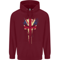 Union Jack Skull Gym St. George's Day Childrens Kids Hoodie Maroon