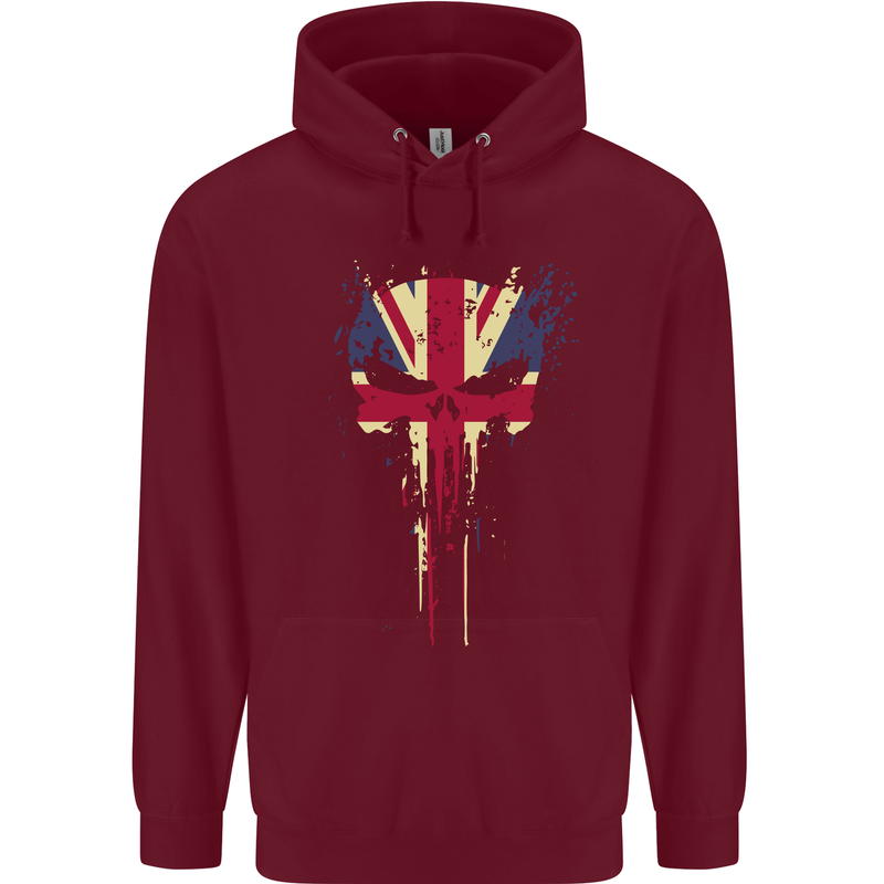 Union Jack Skull Gym St. George's Day Childrens Kids Hoodie Maroon