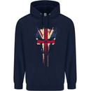 Union Jack Skull Gym St. George's Day Childrens Kids Hoodie Navy Blue