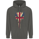 Union Jack Skull Gym St. George's Day Childrens Kids Hoodie Storm Grey