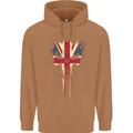 Union Jack Skull Gym St. George's Day Mens 80% Cotton Hoodie Caramel Latte