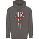 Union Jack Skull Gym St. George's Day Mens 80% Cotton Hoodie Charcoal