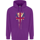 Union Jack Skull Gym St. George's Day Mens 80% Cotton Hoodie Purple