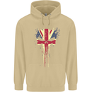 Union Jack Skull Gym St. George's Day Mens 80% Cotton Hoodie Sand
