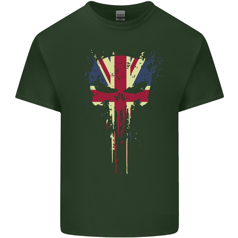 Union Jack Skull Gym St. George's Day Mens Cotton T-Shirt Tee Top Forest Green