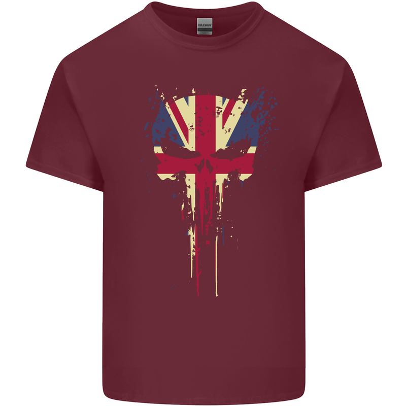 Union Jack Skull Gym St. George's Day Mens Cotton T-Shirt Tee Top Maroon