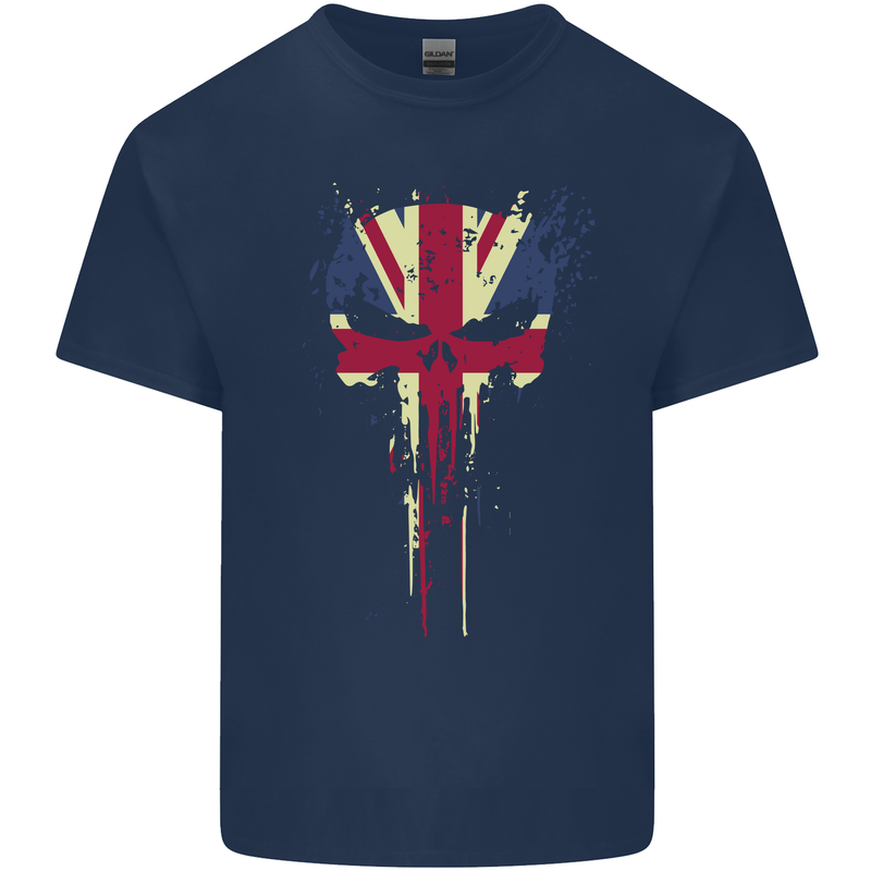 Union Jack Skull Gym St. George's Day Mens Cotton T-Shirt Tee Top Navy Blue