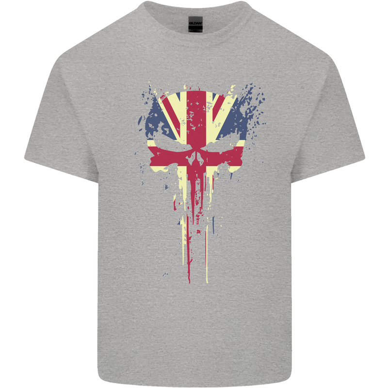 Union Jack Skull Gym St. George's Day Mens Cotton T-Shirt Tee Top Sports Grey