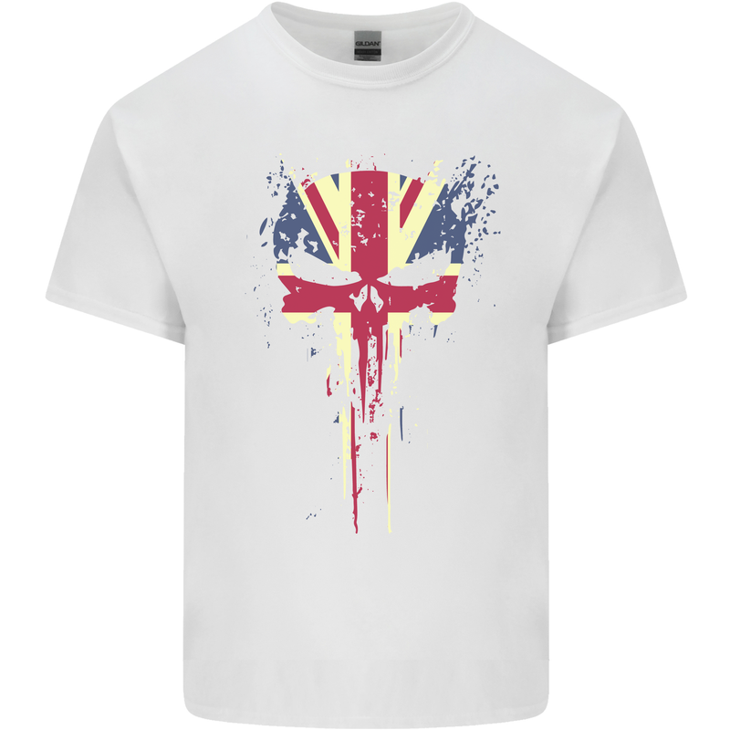 Union Jack Skull Gym St. George's Day Mens Cotton T-Shirt Tee Top White