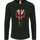 Union Jack Skull Gym St. George's Day Mens Long Sleeve T-Shirt Black