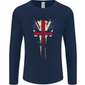 Union Jack Skull Gym St. George's Day Mens Long Sleeve T-Shirt Navy Blue