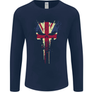 Union Jack Skull Gym St. George's Day Mens Long Sleeve T-Shirt Navy Blue
