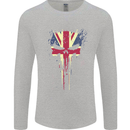 Union Jack Skull Gym St. George's Day Mens Long Sleeve T-Shirt Sports Grey