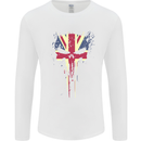 Union Jack Skull Gym St. George's Day Mens Long Sleeve T-Shirt White