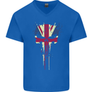 Union Jack Skull Gym St. George's Day Mens V-Neck Cotton T-Shirt Royal Blue