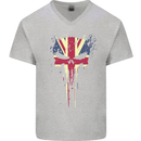 Union Jack Skull Gym St. George's Day Mens V-Neck Cotton T-Shirt Sports Grey