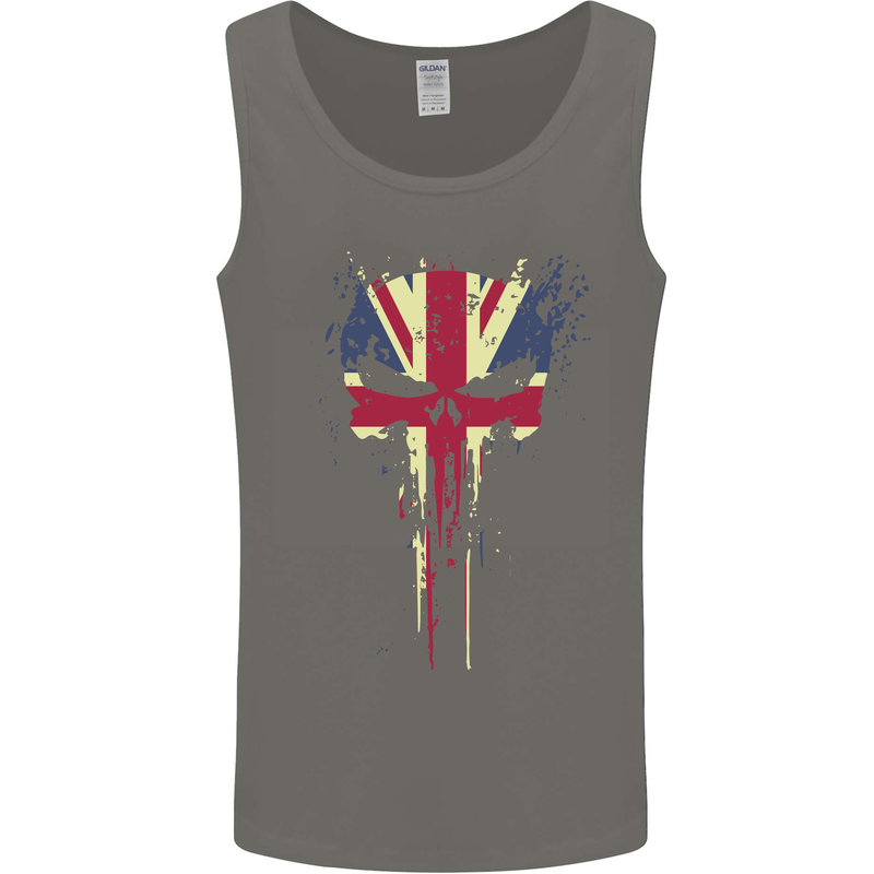 Union Jack Skull Gym St. George's Day Mens Vest Tank Top Charcoal
