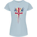 Union Jack Skull Gym St. George's Day Womens Petite Cut T-Shirt Light Blue