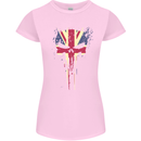 Union Jack Skull Gym St. George's Day Womens Petite Cut T-Shirt Light Pink