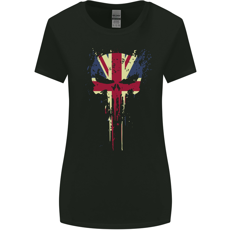 Union Jack Skull Gym St. George's Day Womens Wider Cut T-Shirt Black