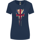 Union Jack Skull Gym St. George's Day Womens Wider Cut T-Shirt Navy Blue