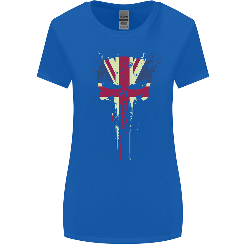 Union Jack Skull Gym St. George's Day Womens Wider Cut T-Shirt Royal Blue