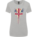 Union Jack Skull Gym St. George's Day Womens Wider Cut T-Shirt Sports Grey
