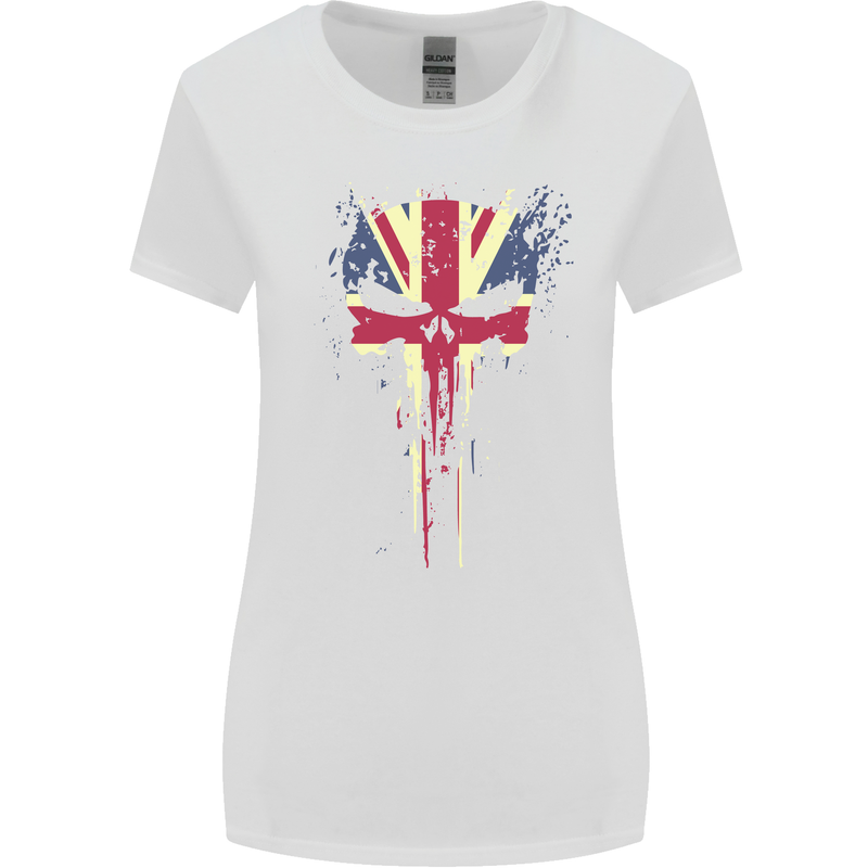 Union Jack Skull Gym St. George's Day Womens Wider Cut T-Shirt White