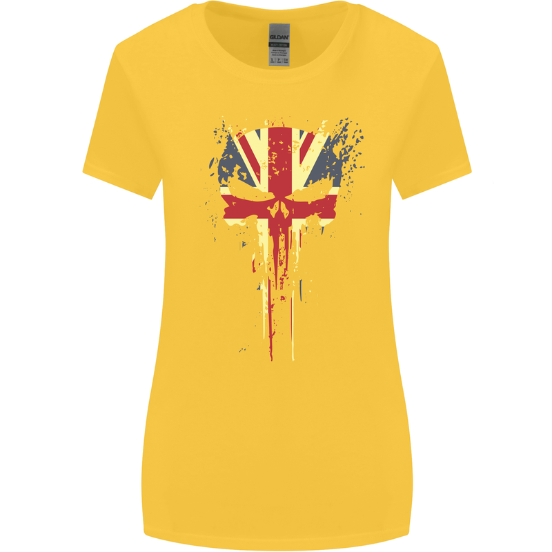 Union Jack Skull Gym St. George's Day Womens Wider Cut T-Shirt Yellow