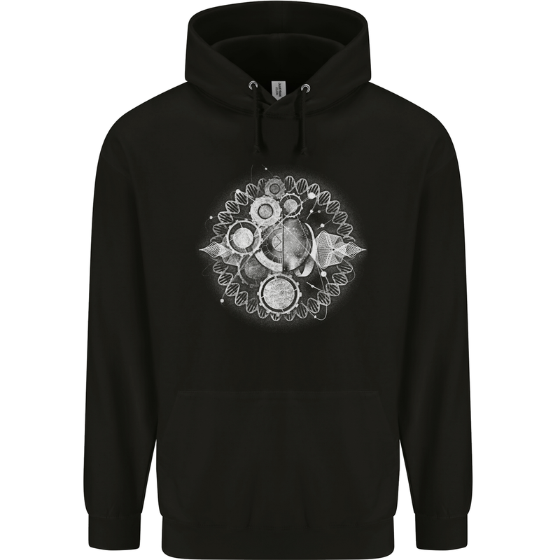 Universe Clock Cosmos Planets Space Mens 80% Cotton Hoodie Black