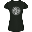 Universe Clock Cosmos Planets Space Womens Petite Cut T-Shirt Black