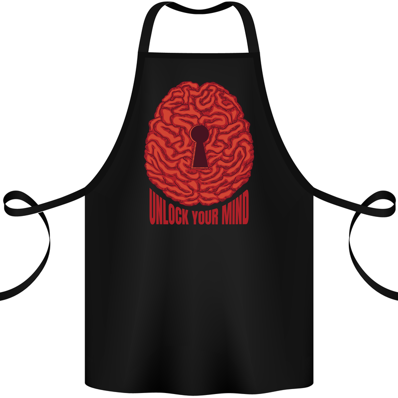 Unlock Your Mind Intelligence Psychology Cotton Apron 100% Organic Black