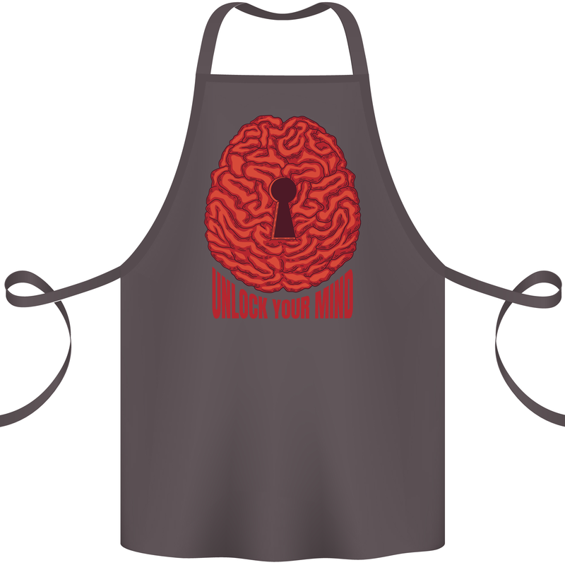 Unlock Your Mind Intelligence Psychology Cotton Apron 100% Organic Dark Grey