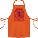 Unlock Your Mind Intelligence Psychology Cotton Apron 100% Organic Orange