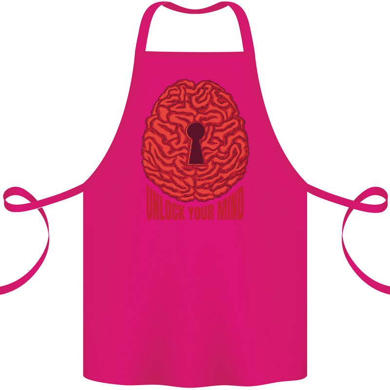 Unlock Your Mind Intelligence Psychology Cotton Apron 100% Organic Pink