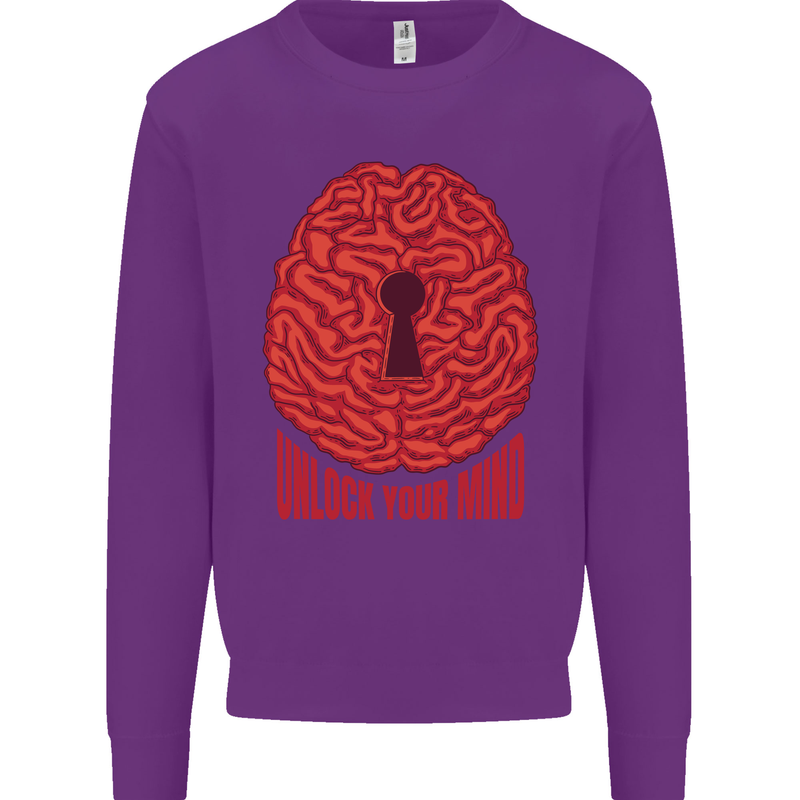 Unlock Your Mind Intelligence Psychology Kids Sweatshirt Jumper Purple