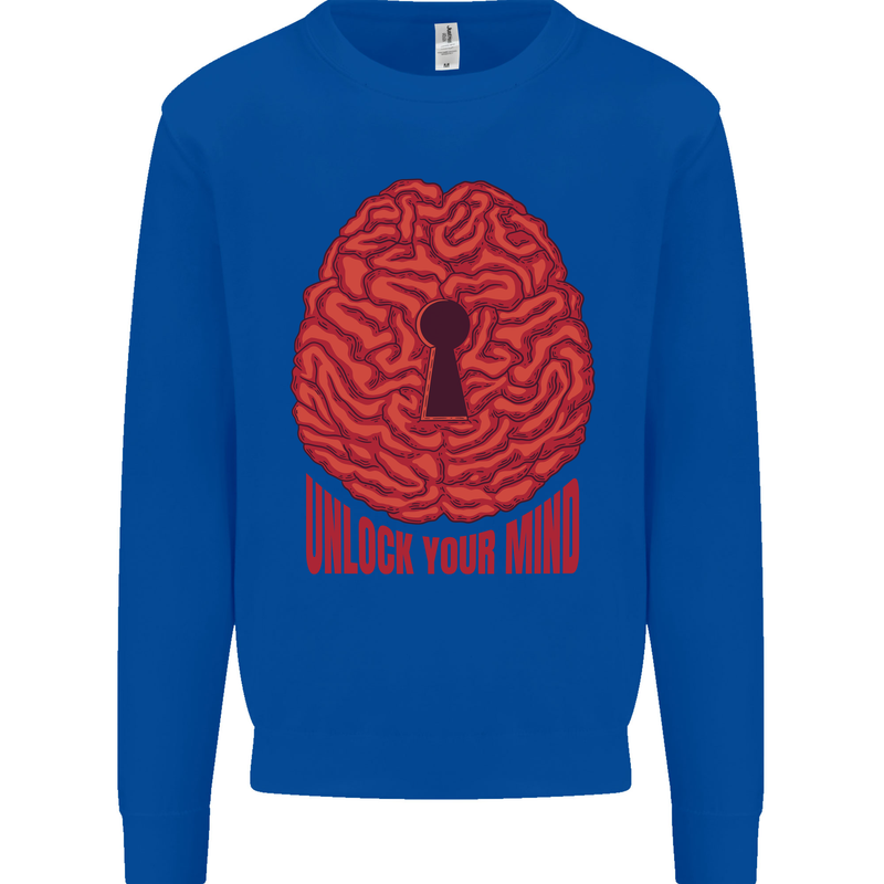 Unlock Your Mind Intelligence Psychology Kids Sweatshirt Jumper Royal Blue